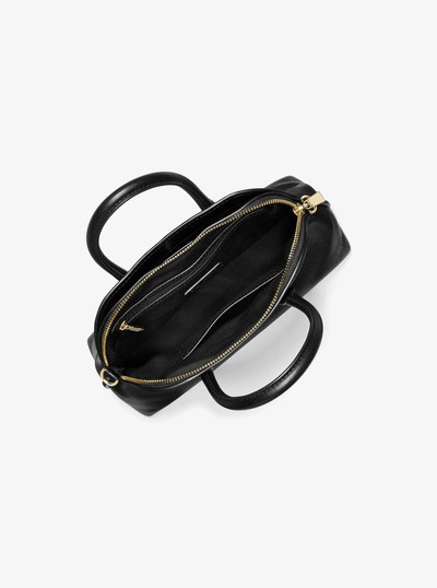 Freddie Medium Pebbled Leather Dome Satchel in BLACK | Michael Kors