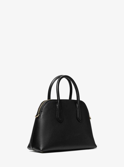 Freddie Medium Pebbled Leather Dome Satchel in BLACK | Michael Kors