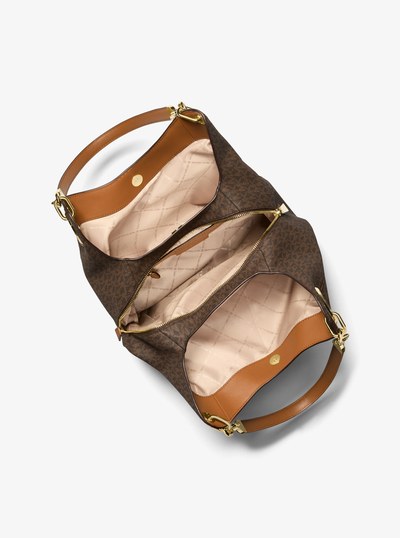 Bolso de hombro Lillie grande con logotipo in MARR&Oacute;N/BELLOTA | Michael Kors