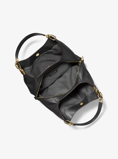 Lillie Large Pebbled Leather Shoulder Bag in BLACK | Michael Kors