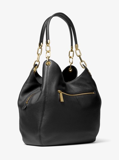 Lillie Large Pebbled Leather Shoulder Bag in BLACK | Michael Kors