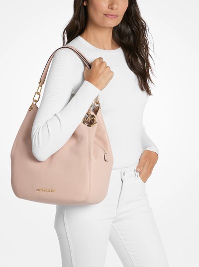 Lillie Large Pebbled Leather Shoulder Bag in SOFT PINK | Michael Kors