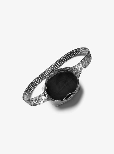 Dede Mini Python Embossed Leather Hobo Bag in BLACK/WHITE | Michael Kors