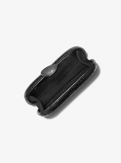 Tina Small Python Embossed Leather Minaudi&egrave;re in GUNMETAL | Michael Kors