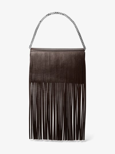 Ali Fringed Leather Clutch in CHOCOLATE | Michael Kors