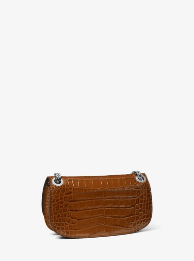 Christie Mini Crocodile Embossed Leather Envelope Bag in CHESTNUT | Michael Kors