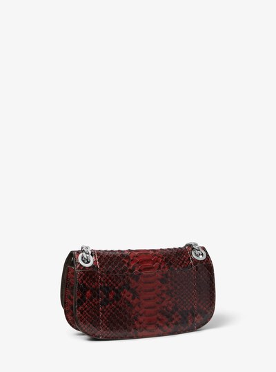 Christie Mini Python Embossed Leather Envelope Bag in MERLOT | Michael Kors