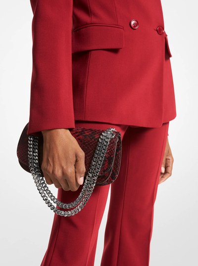 Christie Mini Python Embossed Leather Envelope Bag in MERLOT | Michael Kors