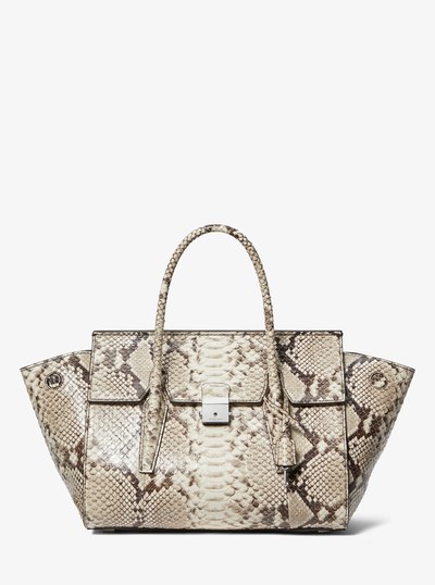 Campbell Medium Python Embossed Leather Satchel