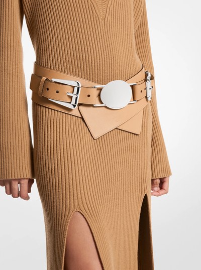 Gloria Leather Belt in CAMEL | Michael Kors