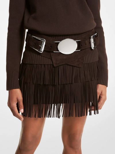 Gloria Suede Belt in CHOCOLATE | Michael Kors