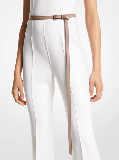 Joni Leather Trouser Belt in TAUPE | Michael Kors