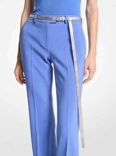 Carolyn Metallic Lizard Embossed Leather Belt in SILVER | Michael Kors