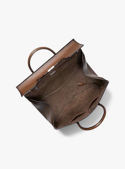 Campbell Burnished Leather Weekender Bag in COCOA | Michael Kors