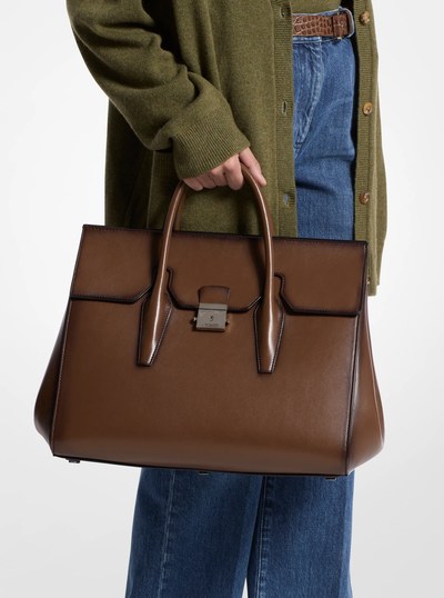 Campbell Burnished Leather Weekender Bag in COCOA | Michael Kors