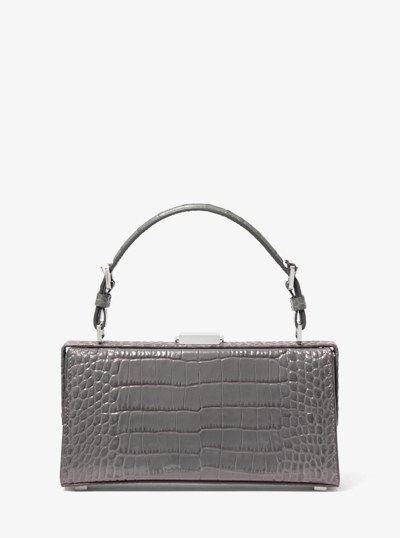 Gwyneth Crocodile Embossed Leather Shoulder Bag in SLATE | Michael Kors