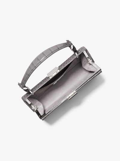 Gwyneth Crocodile Embossed Leather Shoulder Bag in SLATE | Michael Kors