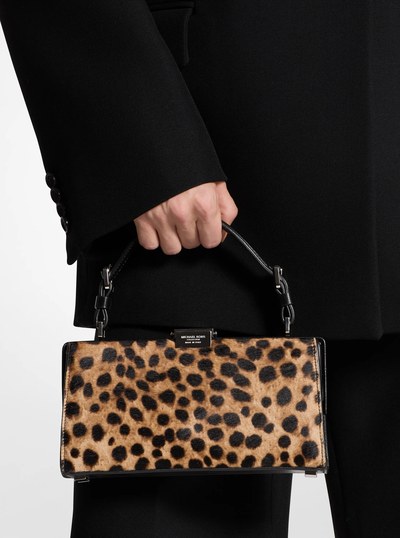 Gwyneth Cheetah Print Calf Hair Shoulder Bag in CAPPUCCINO | Michael Kors