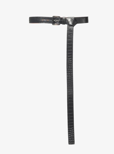 Jodi Crocodile Embossed Leather Belt in BLACK | Michael Kors