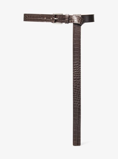 Jodi Crocodile Embossed Leather Belt in CHOCOLATE | Michael Kors