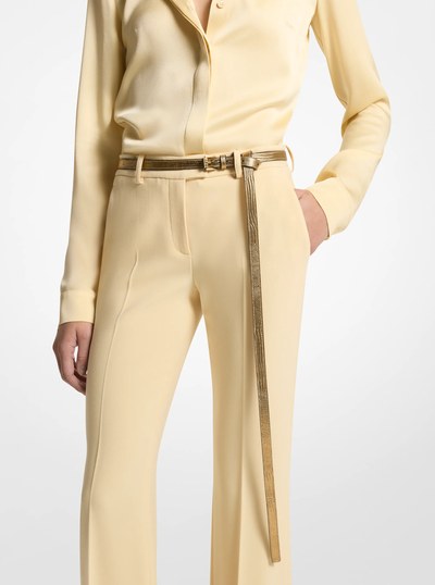 Carolyn Metallic Lizard Embossed Leather Belt in GOLD | Michael Kors