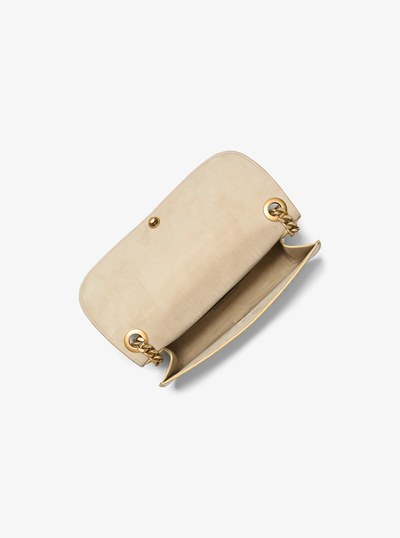 Christie Metallic Lizard Embossed Leather Envelope Bag in GOLD | Michael Kors