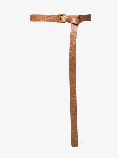 Jodi Crocodile Embossed Leather Belt in SADDLE | Michael Kors
