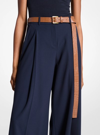 Jodi Crocodile Embossed Leather Belt in SADDLE | Michael Kors