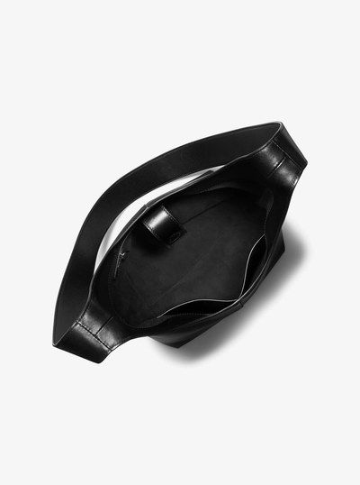 Dede Medium Leather Hobo Bag in BLACK | Michael Kors
