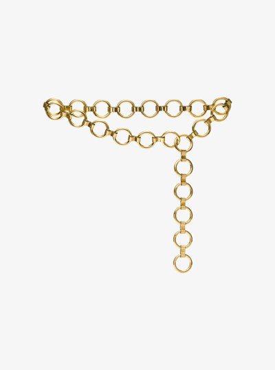 Marisa Gold-Tone and Metallic Leather Ring Belt in GOLD | Michael Kors