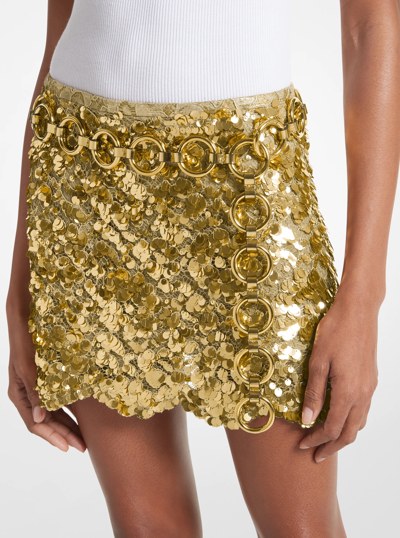 Marisa Gold-Tone and Metallic Leather Ring Belt in GOLD | Michael Kors
