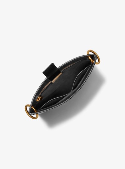 Tate Small Leather Messenger Bag in BLACK | Michael Kors