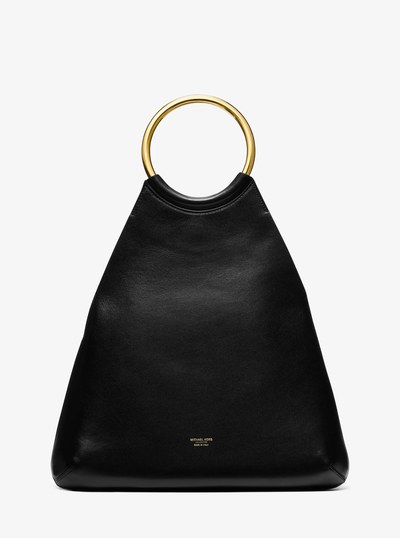 Ursula Large Leather Ring Tote Bag in BLACK | Michael Kors