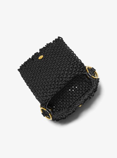 Marissa Medium Hand-Woven Macram&eacute; Shoulder Bag in BLACK | Michael Kors