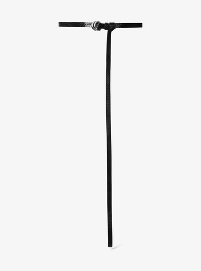 Jeanne Python Embossed Leather Skinny Belt in BLACK | Michael Kors