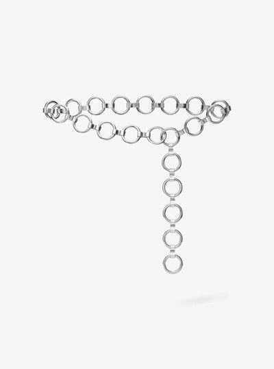 Marisa Silver-Tone and Metallic Leather Ring Belt in SILVER | Michael Kors