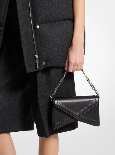 Manhatta Leather Shoulder Bag in BLACK | Michael Kors
