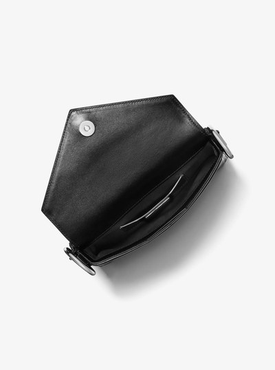 Manhatta Leather Tassel Shoulder Bag in BLACK | Michael Kors