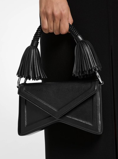 Manhatta Leather Tassel Shoulder Bag in BLACK | Michael Kors