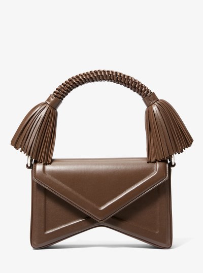 Manhatta Leather Tassel Shoulder Bag in JAVA | Michael Kors