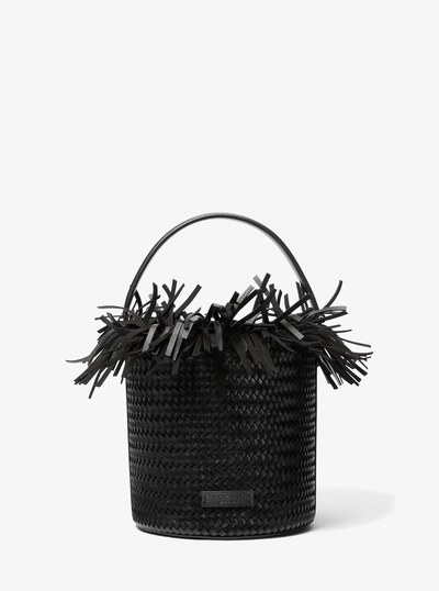Salerno Fringed Woven Calf Leather Bucket Bag