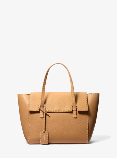 Sophia Hand-Stitched Pebbled Leather Satchel in PEANUT | Michael Kors