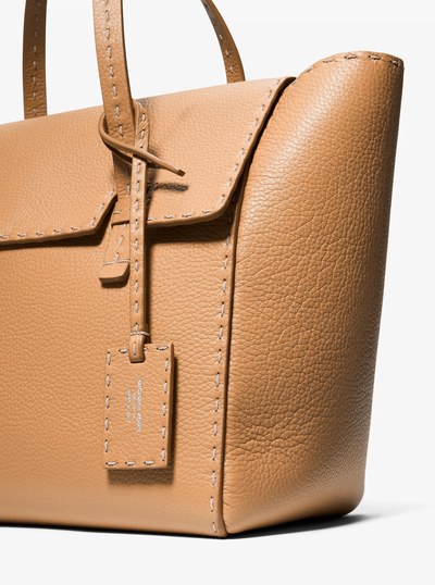 Sophia Hand-Stitched Pebbled Leather Satchel in PEANUT | Michael Kors