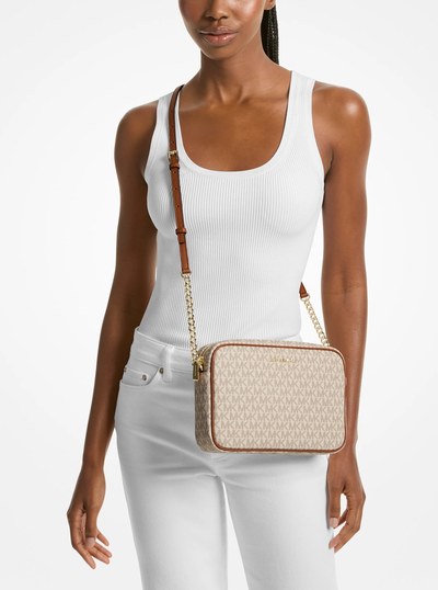 Jet Set Large Logo Crossbody Bag in VANILLA | Michael Kors