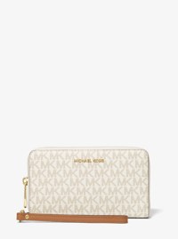 Grande pochette-bracelet en cuir et &agrave; logo