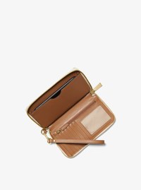 Grande pochette-bracelet en cuir et &agrave; logo