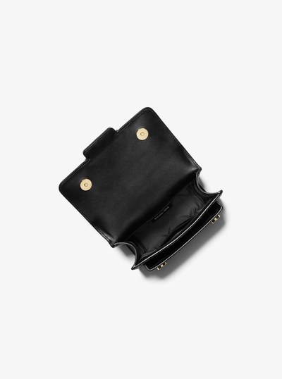Heather Extra-Small Leather and Leopard Print Calf Hair Crossbody Bag in BLACK COMBO | Michael Kors
