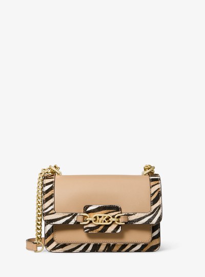 Heather Extra-Small Leather and Tiger Print Calf Hair Crossbody Bag