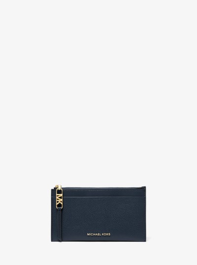 Empire Large Pebbled Leather Card Case in NAVY | Michael Kors