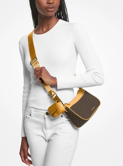 Jet Set Medium Logo and Leather Crossbody Bag with Case for Apple Airpods Pro&reg;